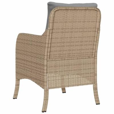 Tuinstoelen 2 st met kussens poly rattan gemengd beige - thumbnail