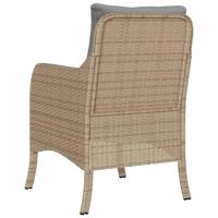 Tuinstoelen 2 st met kussens poly rattan gemengd beige - thumbnail