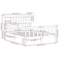 Bed met boekenkast zonder matras grenenhout wit 140x190 cm - thumbnail