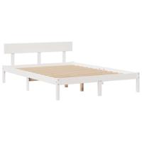 Bed met boekenkast zonder matras grenenhout wit 150x200 cm - thumbnail