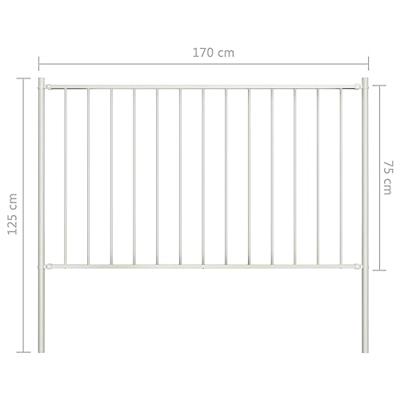 VidaXL Hekpaneel met palen 1,7x0,75 m gepoedercoat staal wit