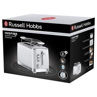 Russell Hobbs 24370-56 Inspire XL Toaster-broodrooster, bruiningscontrole, ontdooien, opwarmen, bakverwarmer - wit Russell Hobbs 24370-56 Inspire XL Toaster-broodrooster, bruiningscontrole, ontdooien, opwarmen, bakverwarmer - wit