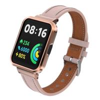 By Qubix - Leren band met case - Rood - Xiaomi Redmi Watch 2 (Lite) - thumbnail