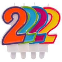 Kaars cijfer 2 in vrolijke kleuren - thumbnail