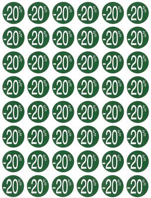 Agipa Kortinglabel -20%, groen, pak van 192 stuks, verwijderbaar