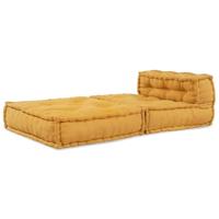 vidaXL Poef modulair 70x70x54 stof geel, bank, converteerbare bank, stoffen bank, modulaire bank, pallet kussen, vloer bank, bank, armloze bank - thumbnail