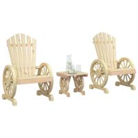 3-delige Loungeset massief vurenhout - thumbnail