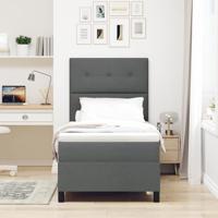 Boxspringbed met matras stof donkergrijs 100x200 cm - thumbnail