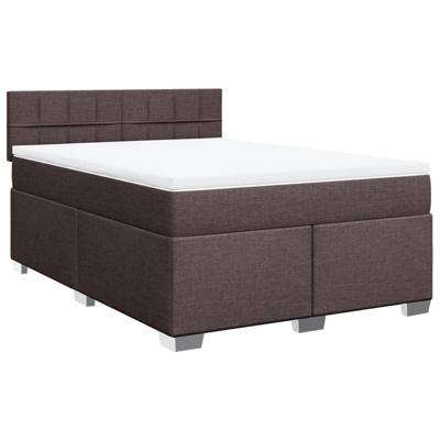 Boxspring met matras stof donkerbruin 140x200 cm - thumbnail