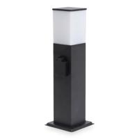 Rustic S Buitenstopcontactpaal 42cm - LED sokkellamp met buitenstopcontact - 2 stopcontacten - IP44 waterdicht - E27 fitting - Zwart - Tuinlantaarn - thumbnail