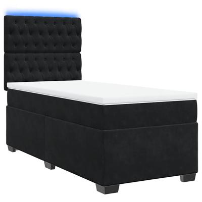Boxspring met matras fluweel zwart 120x200 cm - thumbnail