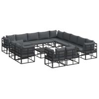 Tuinbankenset met kussen 14 pcs Zwart Aluminium - thumbnail