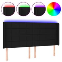 Hoofdbord LED 183x16x118/128 cm stof zwart - thumbnail