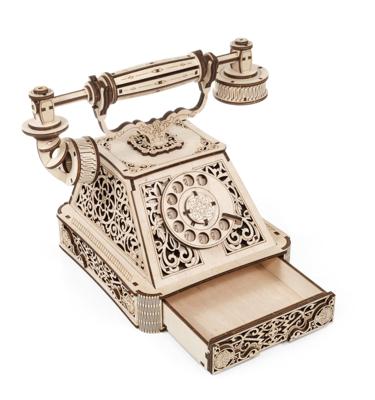Eco Wood 3D Houten Retro Telefoon DIY Modelbouw