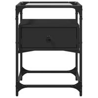 Nachtkastjes 2 st 40x40x55 cm bewerkt hout zwart - thumbnail