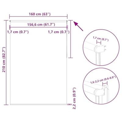 VidaXL Rolgordijn verduisterend 160x210 cm stofbreedte 156,6 cm VidaXL Rolgordijn verduisterend 160x210 cm stofbreedte 156,6 cm