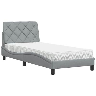 Bed met matras stof lichtgrijs 90x190 cm