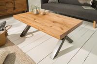 Massief houten salontafel THOR 110cm wild eiken geolied X-frame metaal antraciet industrieel design - 38808 - thumbnail