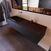 Badkamermeubelset Mondiaz Erin 150 cm met 1 Lade met RIDGE Wastafel Links Urban Zonder Kraangaten Greeploos Mat Antracite - thumbnail