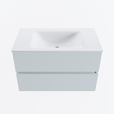 MONDIAZ VICA 80cm badmeubel onderkast Clay 2 lades. Wastafel CLOUD midden 1 kraangat, kleur Talc.