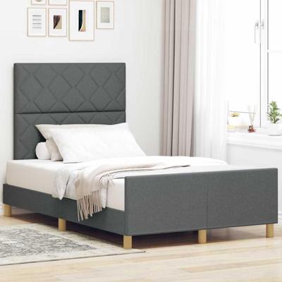 Bedframe met hoofdeinde Donkergrijs 120 x 190 cm Stof