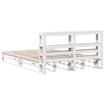 Bedframe zonder matras massief grenenhout wit 140x190 cm