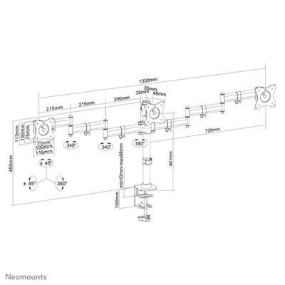 Neomounts 27 monitorarm NM-D135D3BLACK