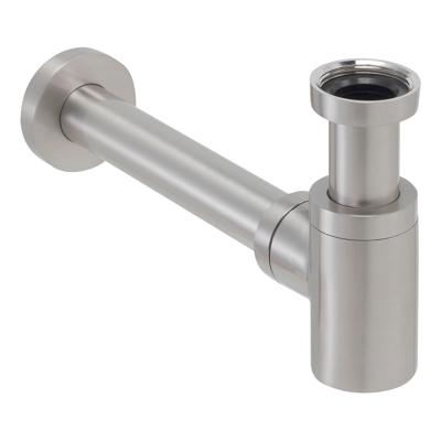 Wiesbaden Luxe bekersifon compact rond incl muurbuis en rozet. Inox/RVS