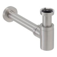 Wiesbaden Luxe bekersifon compact rond incl muurbuis en rozet. Inox/RVS - thumbnail