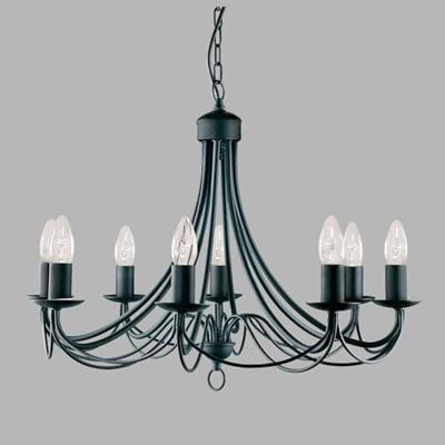 Searchlight Zwarte kroonluchterMaypole 8-lichts - 6348-8BK