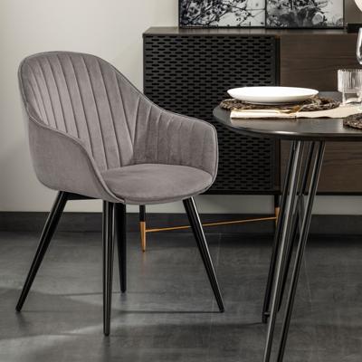 Kave Home Fabia eetkamerstoel grijs velvet Kave Home Fabia eetkamerstoel grijs velvet