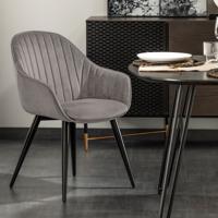 Kave Home Fabia eetkamerstoel grijs velvet - thumbnail
