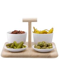 L.S.A. Dine Serveerplank met 4 Schalen Assorti - thumbnail