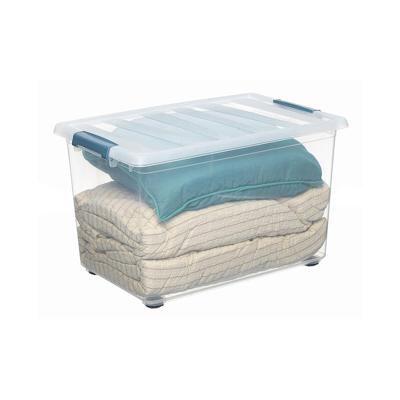 Multi-functionele Kist Domopak Living Katla Met wieltjes Met handvatten Transparant 57 L (59 x 39 x 36,5 cm)