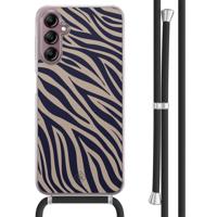Samsung Galaxy A14 hoesje met koord - Chevron navy - thumbnail