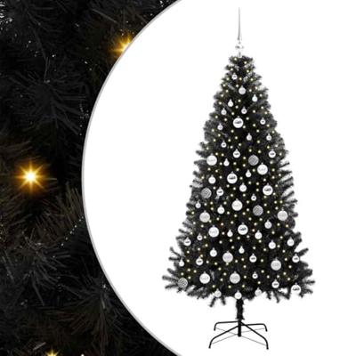 VidaXL Kerstboom met 300 led met standaard zwart 180 cm pvc VidaXL Kerstboom met 300 led met standaard zwart 180 cm pvc