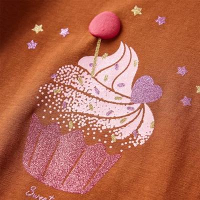 Kindershirt met lange mouwen ijsjesprint 128 cognackleurig