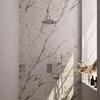 Chrome Edition thermostatische inbouw regendouche 3-weg omstelling set 28, met 30 cm douchekop en gebogen muurarm, staaf handdouche, doucheslang en wandaansluitbocht chroom - thumbnail