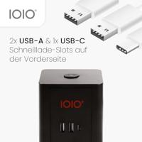 IOIO contactdoos SW1000, 3 stopcontacten en 3 USB-poorten, kubus, zwart - thumbnail