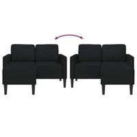 2-zitsbank met ligchaise L-vormig 125 cm stof zwart - thumbnail