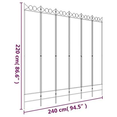 Kamerscherm met 6 panelen 240x220 cm stof wit Kamerscherm met 6 panelen 240x220 cm stof wit