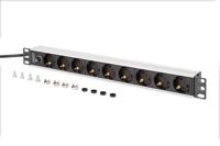 Digitus DN-95437 19 inch 19inch-patchkast Geaarde contactdoos Incl. 2 metalen houders, Overstroombeveiliging Zilver, Zwart - thumbnail
