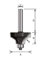 ENT Kwartrondfrees HM R10 met lager, Kolf 8mm - 7909816 - thumbnail