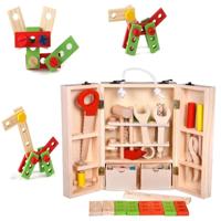 Houten timmerman gereedschap set onderhoud vak houten educatief speelgoed voor kinderen - thumbnail