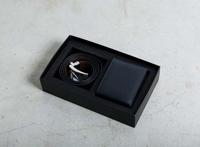 Geschenkset - Portemonnee (Zwart) met Omkeerbare Leren Riem (Zwart/Bruin) - thumbnail