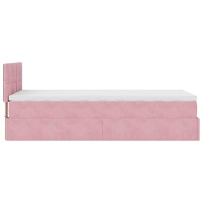 Ottoman bed met matras 100x200 cm fluweel roze