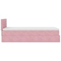 Ottoman bed met matras 100x200 cm fluweel roze - thumbnail