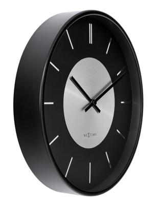 NeXtime - Wandklok 25cm - Stil - Zwart|Zilver - Metaal - NeXtime