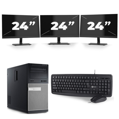 Dell Optiplex 790 Micro Tower - Intel Core i5-2e Generatie - 8GB RAM - 256GB SSD - Windows 10 + 3x 24 inch Monitor