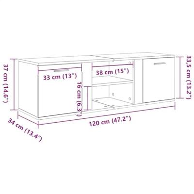 Tv-meubel 120x34x37 cm bewerkt hout artisanaal eikenkleur